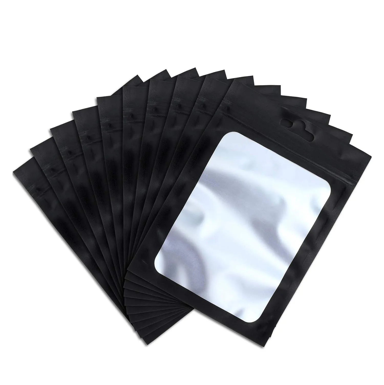 50pcs Colorful Mylar Bags Ziplock Hang Bags with Clear Window for Jewelry Display Packaging Self Sealing Reusable Foil Pouch