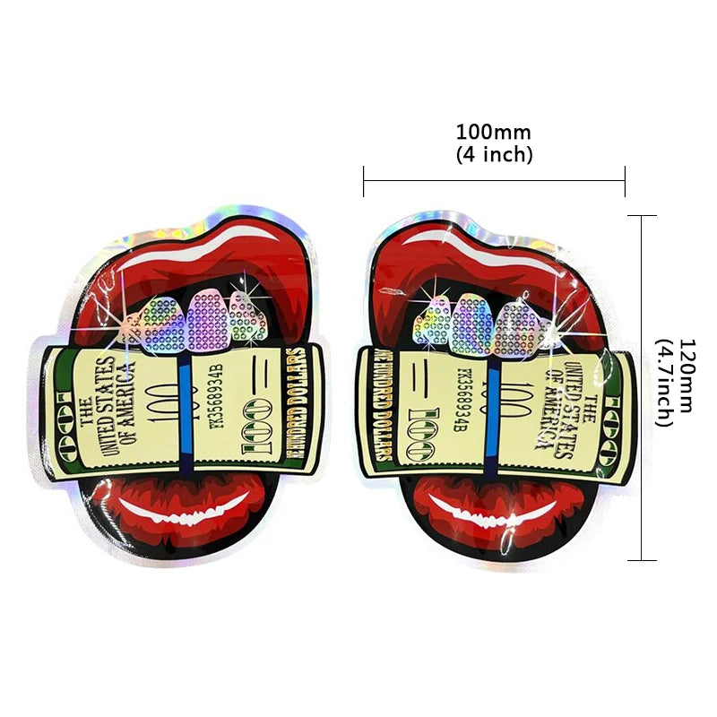 Black Colors Shape Bag  Zip Lock Pouch Small Packaging Customized Logo Cigar Bags 100 PCS