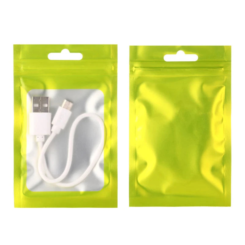100Pcs Matte Zip Lock Plastic Bags Aluminum Foil Hologram Mylar Food Pouch Small Packing Bag Gift Bag Reclosable Storage Pouches