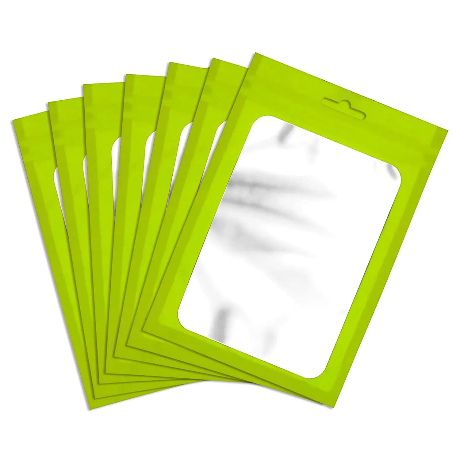 50pcs Colorful Mylar Bags Ziplock Hang Bags with Clear Window for Jewelry Display Packaging Self Sealing Reusable Foil Pouch