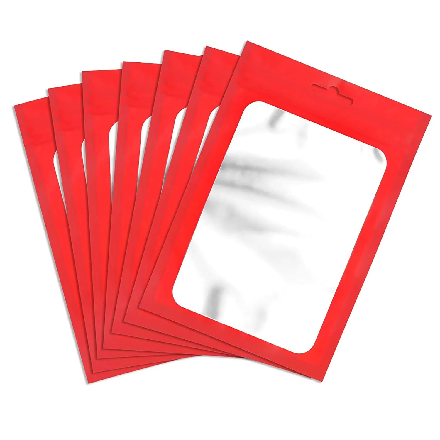 50pcs Colorful Mylar Bags Ziplock Hang Bags with Clear Window for Jewelry Display Packaging Self Sealing Reusable Foil Pouch