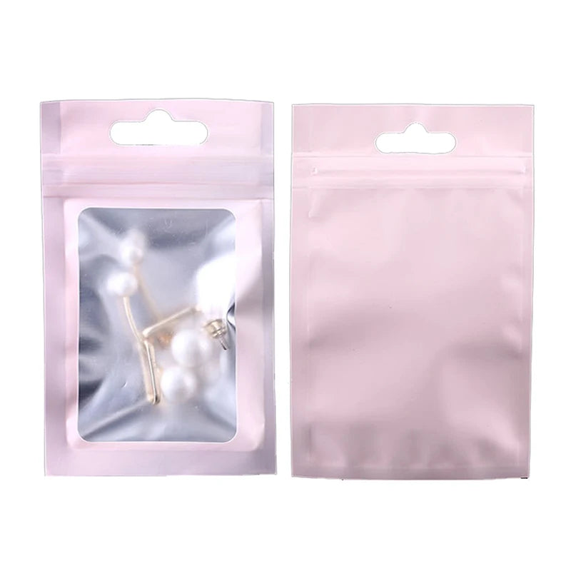100Pcs Matte Zip Lock Plastic Bags Aluminum Foil Hologram Mylar Food Pouch Small Packing Bag Gift Bag Reclosable Storage Pouches