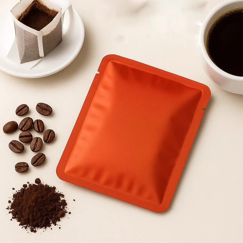 StoBag 100pcs Colorful Aluminum Foil Coffee Packaging Bag Plastic Small Heat Sealing for Tea Powder Storage Pouches Portable