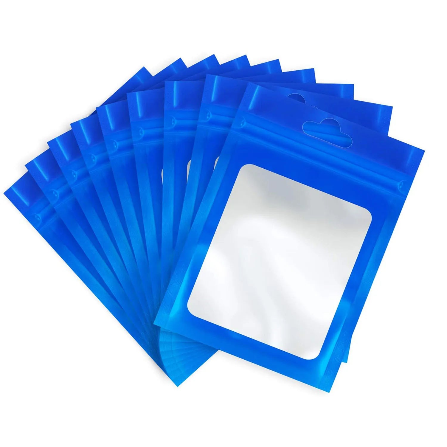 50pcs Colorful Mylar Bags Ziplock Hang Bags with Clear Window for Jewelry Display Packaging Self Sealing Reusable Foil Pouch