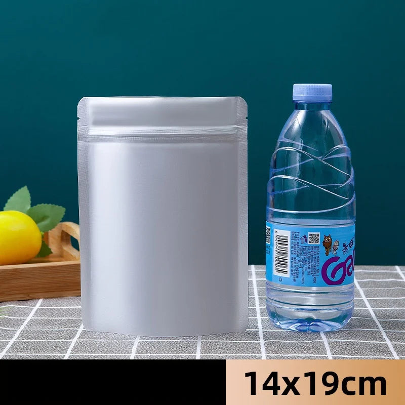 StoBag 50pcs Aluminum Foil Food Packaging Bags Thick Stand Up Self-sealing Storage for Candy Tea Nuts Reusable Gift Pouches