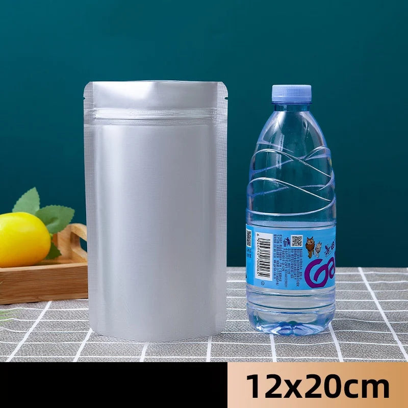 StoBag 50pcs Aluminum Foil Food Packaging Bags Thick Stand Up Self-sealing Storage for Candy Tea Nuts Reusable Gift Pouches