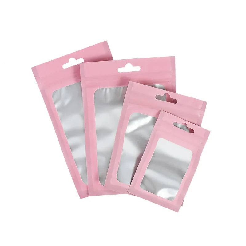 50Pcs Matte Zip lock Plastic Bag Aluminum Foil Hologram Food Pouch Small Water Proof Zipper Reclosable Pouches Gift Packaging