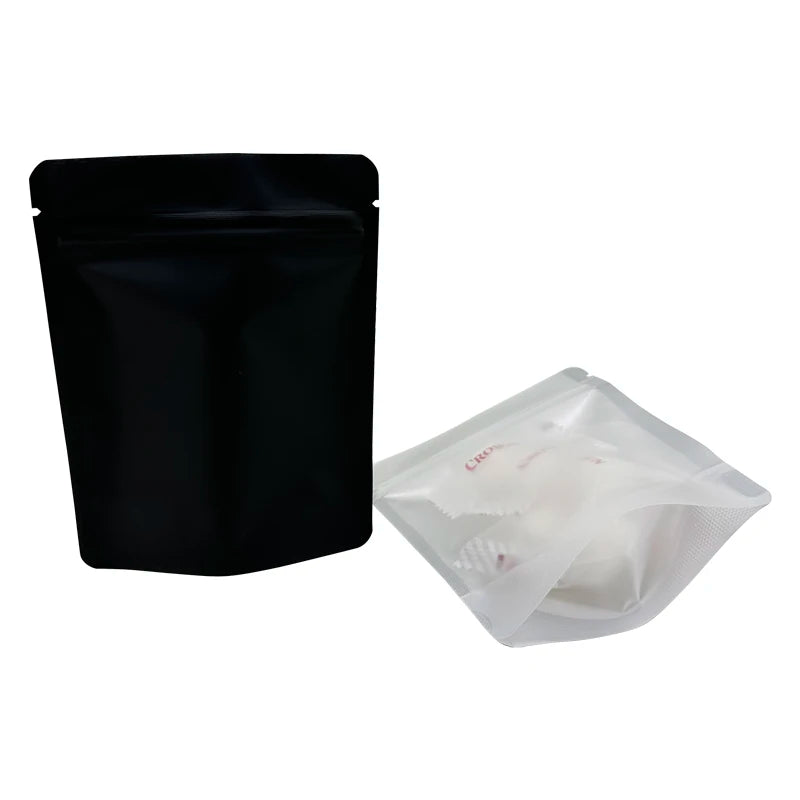 20-100 PCS Black Matte Color Zipper Bag Smell Proof Pouch One Side Clear Mylar Bag