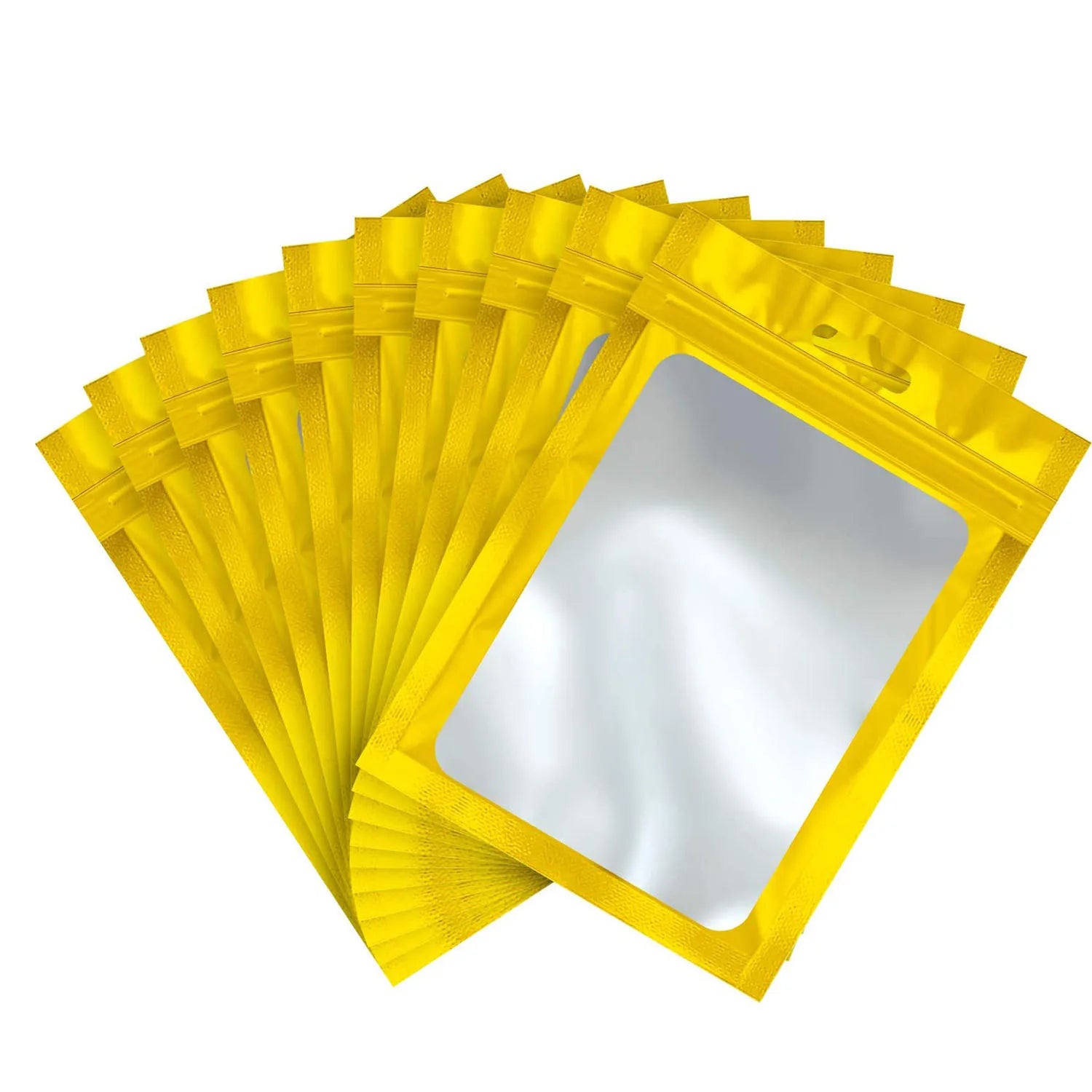 50pcs Colorful Mylar Bags Ziplock Hang Bags with Clear Window for Jewelry Display Packaging Self Sealing Reusable Foil Pouch