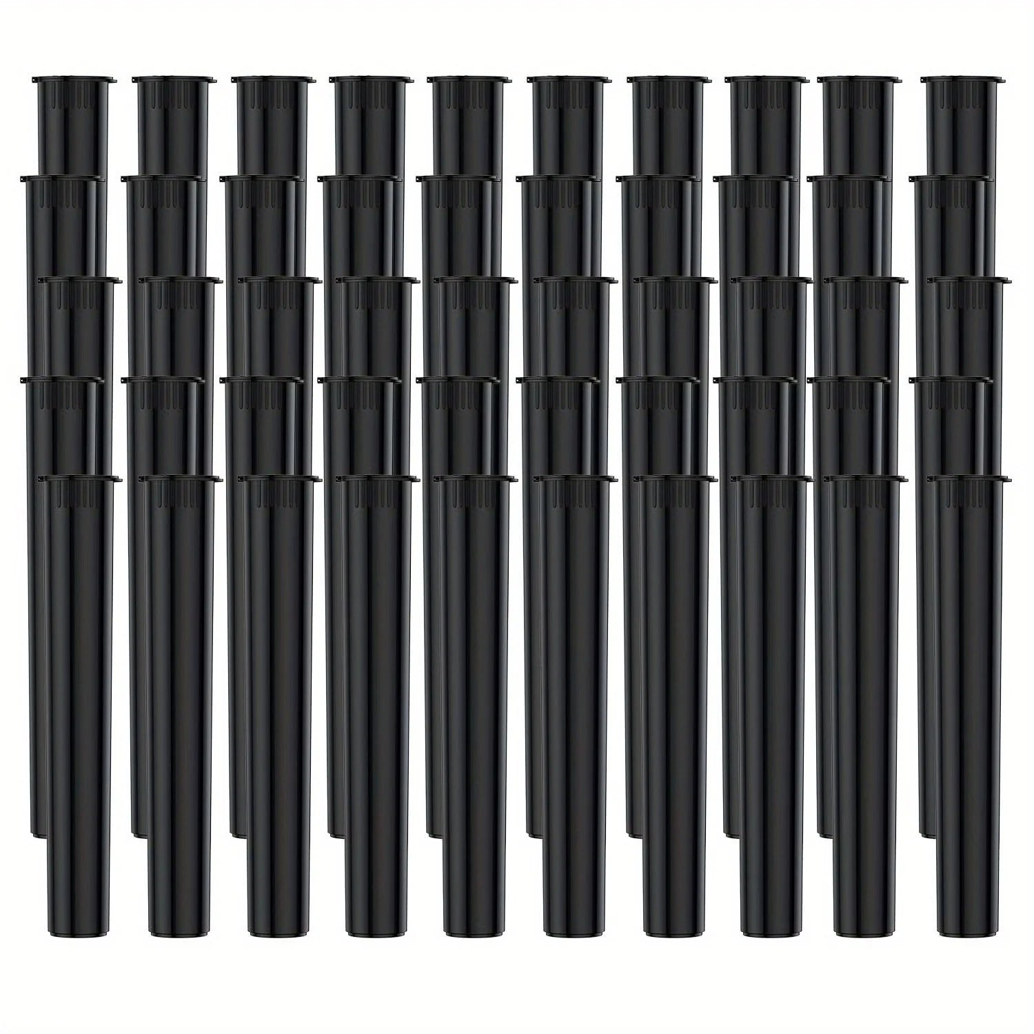50 Pack Black King-Size Plastic Tube with Squeeze Pop Top Caps Child Resistant Storage Tube Holder Waterproof