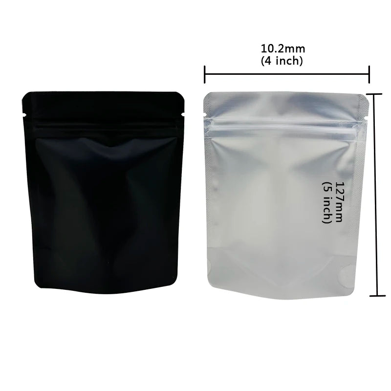 20-100 PCS Black Matte Color Zipper Bag Smell Proof Pouch One Side Clear Mylar Bag