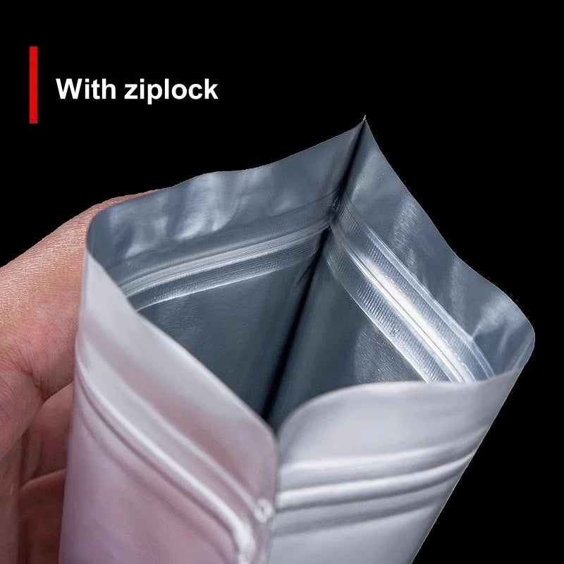StoBag 50pcs Aluminum Foil Food Packaging Bags Thick Stand Up Self-sealing Storage for Candy Tea Nuts Reusable Gift Pouches