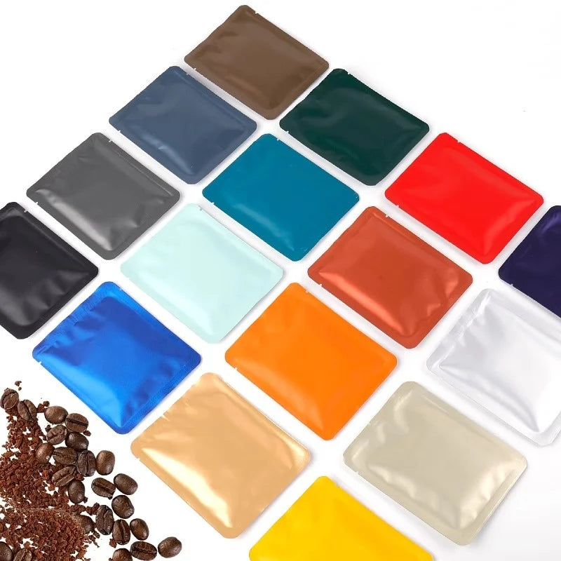 StoBag 100pcs Colorful Aluminum Foil Coffee Packaging Bag Plastic Small Heat Sealing for Tea Powder Storage Pouches Portable