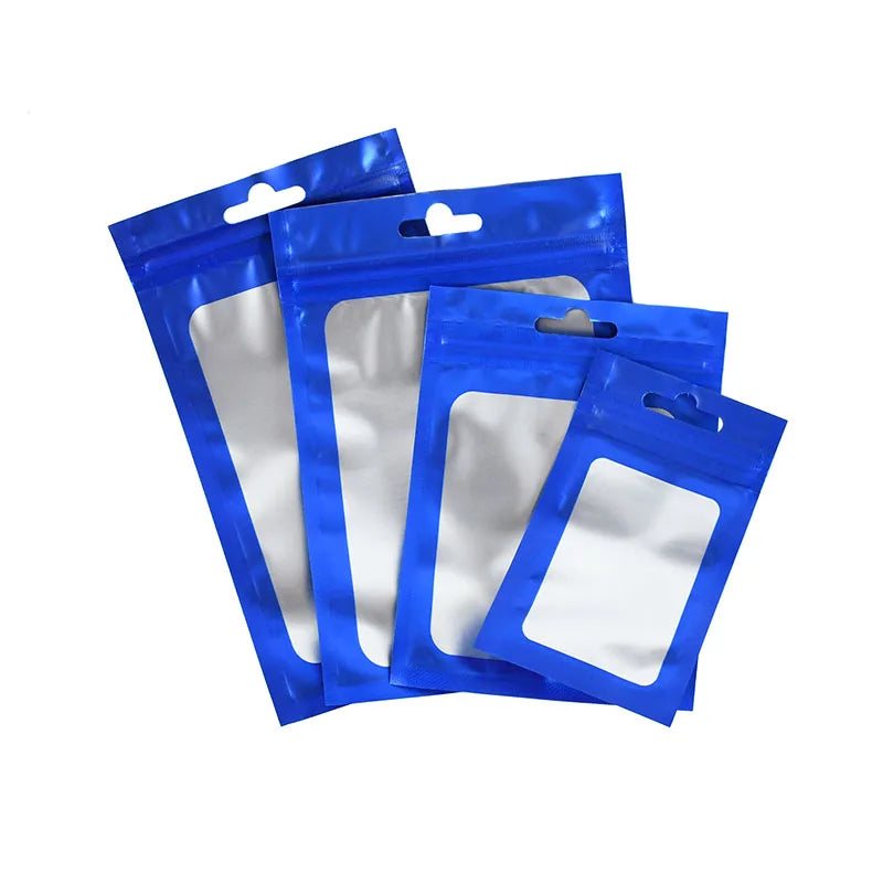 50Pcs Matte Zip lock Plastic Bag Aluminum Foil Hologram Food Pouch Small Water Proof Zipper Reclosable Pouches Gift Packaging
