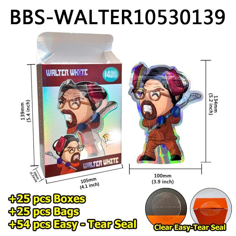 3D Custom Shaped Mylar Bags Collectible Figurine Pouch |25 Pcs Set with Box Holographic Zipper Bags for 1g & 3.5g In Stock