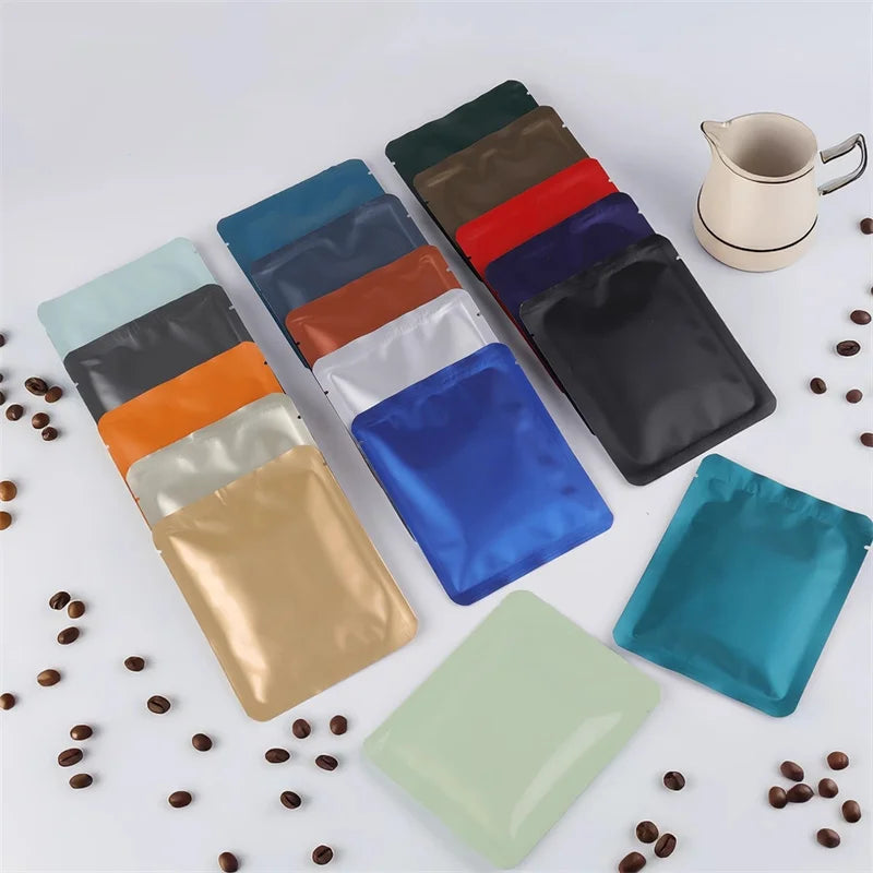 StoBag 100pcs Colorful Aluminum Foil Coffee Packaging Bag Plastic Small Heat Sealing for Tea Powder Storage Pouches Portable