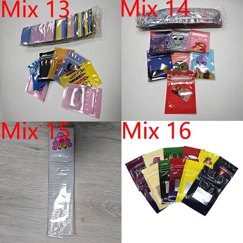Smell Proof Airtight Aluminum Foil Plastic Mylar Bags Laser Holographic 1g Reusable Small Ziplock Packaging Mini Gummies Bag