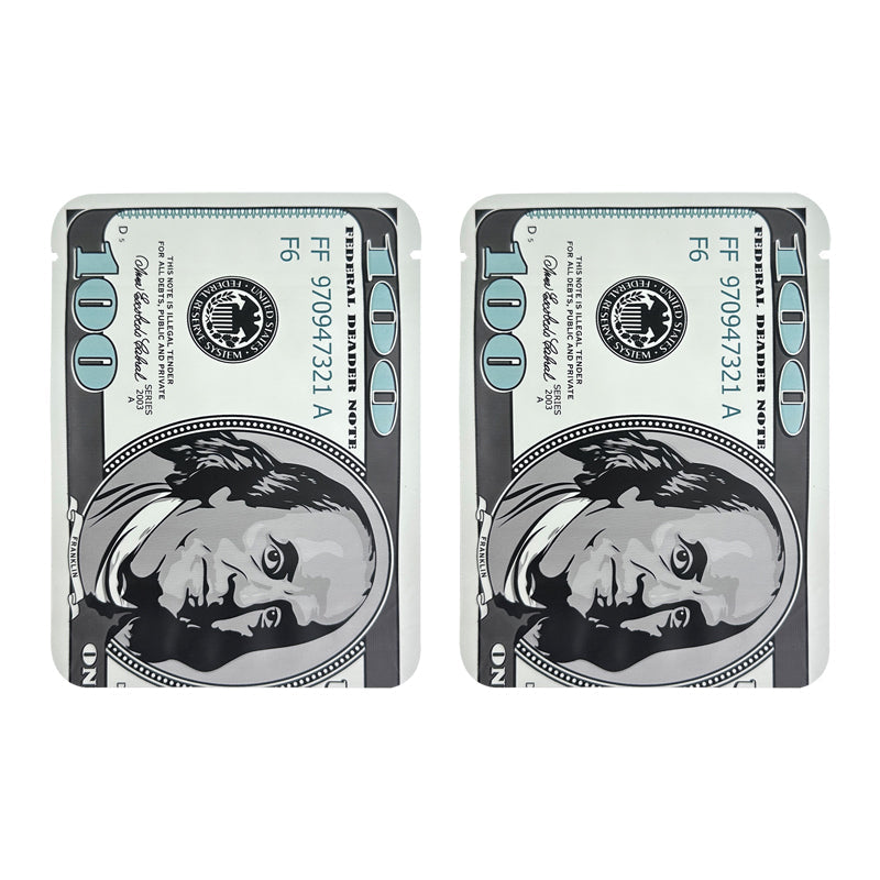 100 PCS USD Dollars 3.5g-10g Money Children Proof Stand Up Zip Lock Pouch Smell Proof Zipper Bag Cookies pouch Child Resistant Exit Bag USD Dollars