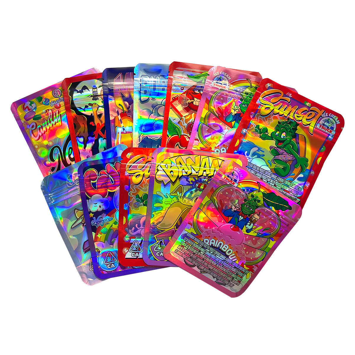3.5g Mylar Bags Smell proof Ziplock Bags Laser Hologram CBD small Pouch 3.5g 100 pcs Customized your logo