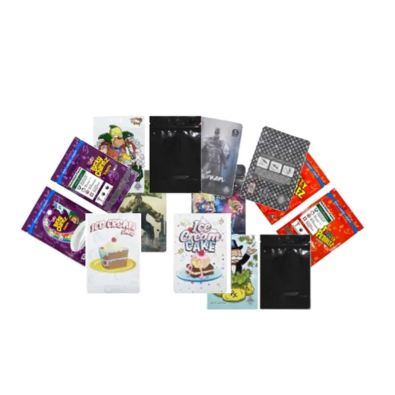 Wholesale In stock Ziplock Mylar Bags 1g 3.5g Lowest Price Custom Printed Mini Ziploc Plastic Smell-proof Foil Stand Up Pouch