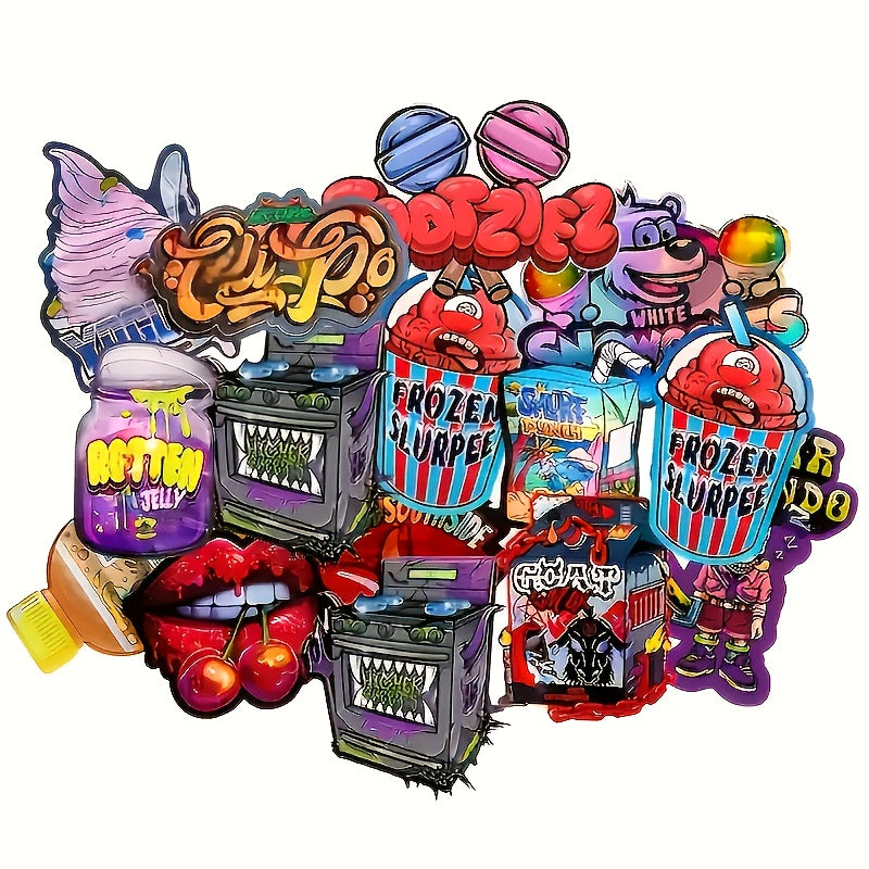 100pcs Reusable 3.5g Mylar Bags - High Quality, Stain & Sand Resistant Zipper Closure Candy/Snack Storage Bags with 10 Assorted Designs (Fruit, Sports, Cherry, Ice Themes) for Parties, Events, Gift Wrapping - Durable Plastic Bags, Candy Bags, Event Suppli