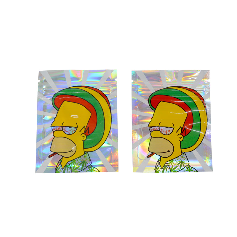 11x14cm 3.5g Hologram Laser Zipper Bags Both Side Printed 100 pcs