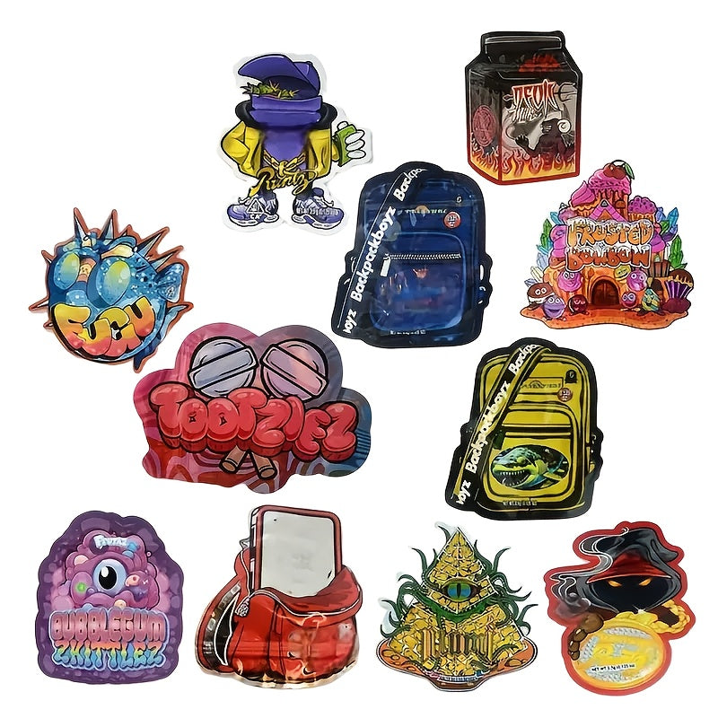100pcs Polyester Film Bags - 3, 5g Mylar Bags, Gift Bags, Storage Bags, Plastic Bags, Reusable Zipper Bags, Suitable for Gift Packaging, Candy Snack Storage and Holiday Gift Packaging, Perfect for Event Parties, 10 Random Styles Mixed - 13