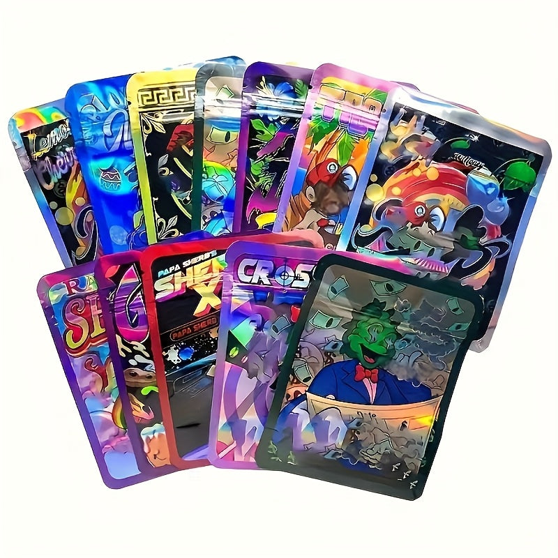 100pcs Heavy-Duty High Quality & Fade-Resistant Mylar Bags with Secure Zipper Closure - Reusable Party Bags for Candy, Snacks, Cosplay, Halloween, Birthday